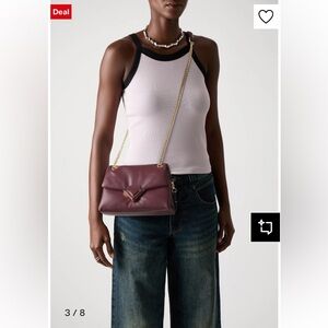 Aldo SoftPuff Burgundy Maroon Shoulder Faux Leather Bag Gold Chain